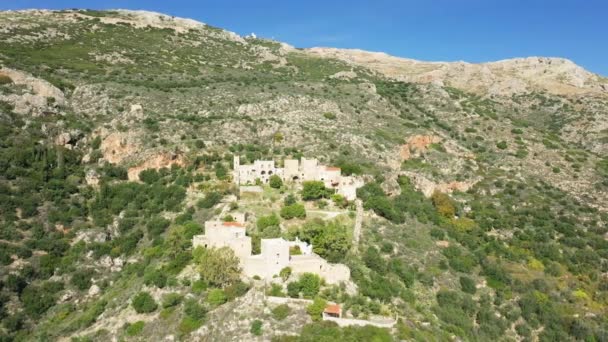 Traditional Village Mountain Porto Kagio Europe Greece Peloponnese Mani Summer — Stock Video