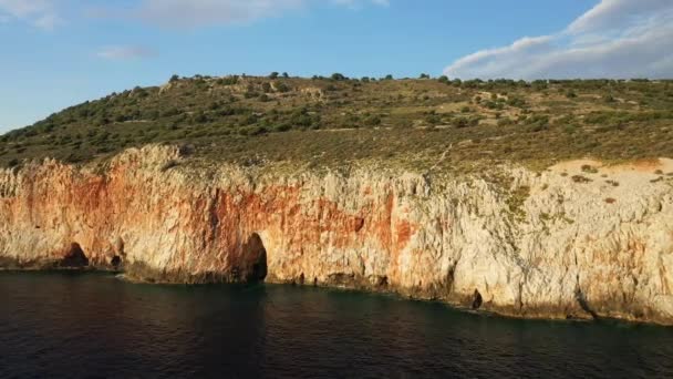 Les Falaises Les Grottes Autour Plage Diros Europe Grèce Péloponnèse — Video