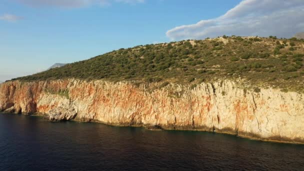 Campo Árido Verde Torno Praia Diros Europa Grécia Peloponeso Mani — Vídeo de Stock