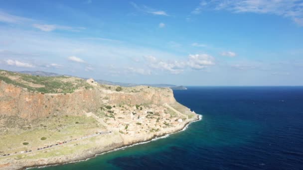 Falú Falu Monemvasia Európában Görögország Peloponnészosz Arcadia Nyáron Egy Napsütéses — Stock videók