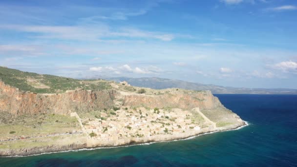 Fenséges Középkori Falu Monemvasia Európában Görögország Peloponnészosz Arcadia Nyáron Egy — Stock videók