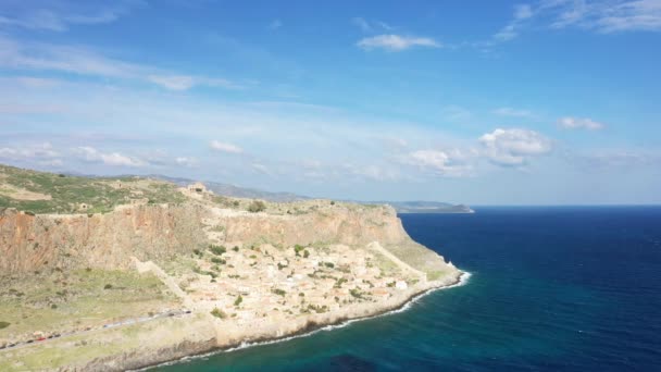 在阳光明媚的夏日 伯罗奔尼撒 阿卡迪亚的莫内瓦和爱奥尼亚海 — 图库视频影像