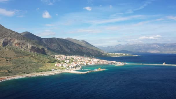 Nieuwe Stad Monemvasia Haar Haven Aan Ionische Zee Europa Griekenland — Stockvideo