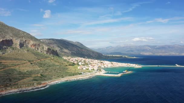 Yeni Monemvasia Kasabası Yazın Güneşli Bir Günde Avrupa Yunanistan Moreloponnese — Stok video