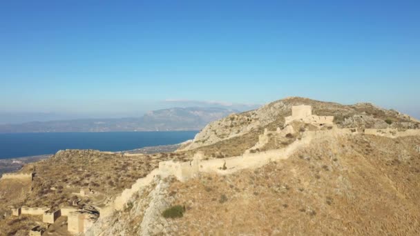 Les Remparts Ancienne Ville Fortifiée Acrocorinth Sur Montagne Europe Grèce — Video