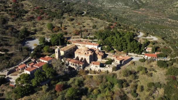 Монастырь Осиос Лукас Hosios Loukas Виден Сверху Европе Центральной Греции — стоковое видео