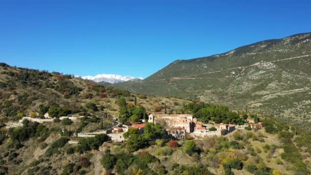 Lush Green Vegetation Hosios Loukas Monastery Europe Central Greece Delphi — Stock Video