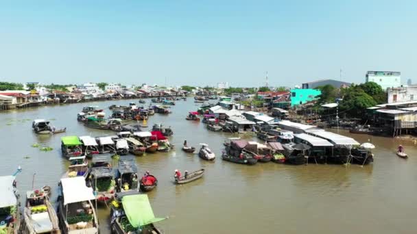 Etkileyici Cai Rang Yüzen Pazarı Asya Vietnam Mekong Delta Yazın — Stok video