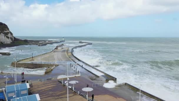 Tempete Saint Valery Caux Ban Dagály Idején Európában Franciaországban Normandiában — Stock videók