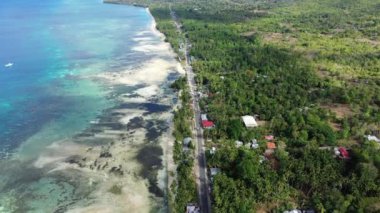 Kumlu plajları ve yeşil palmiye ağaçları ile Siquijor Adası, Asya, Filipinler, Bohol Adası, güneşli bir yaz gününde Panglao 'ya doğru.