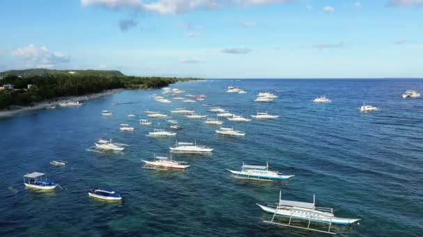 Die Boote Rande Des Sandstrandes Asien Philippinen Bohol Island Panglao — Stockvideo