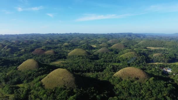 Czekoladowe Wzgórza Pośród Zielonej Dżungli Ryżu Paddies Azja Filipiny Bohol — Wideo stockowe