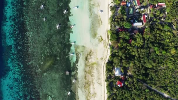 Łodzie Zacumowane Skraju Piaszczystej Plaży Azja Filipiny Bohol Island Pobliżu — Wideo stockowe