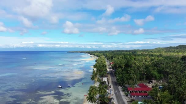 Острів Сікіхор Піщаними Пляжами Зеленими Пальмами Азія Філіппіни Острів Бохол — стокове відео