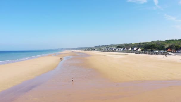 Het Zandstrand Van Omaha Strand Europa Frankrijk Normandië Calvados Zomer — Stockvideo