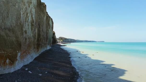 Kredowe Klify Wybrzeżach Miasta Veules Les Roses Europa Francja Normandia — Wideo stockowe