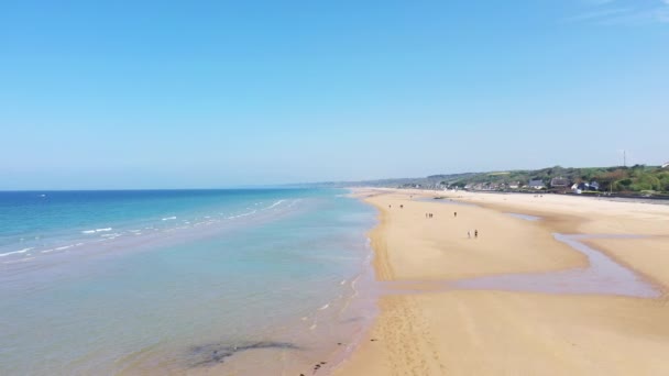 Písečná Pláž Pláži Omaha Evropa Francie Normandie Calvados Létě Slunečného — Stock video
