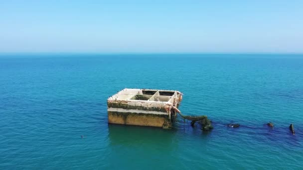 Suni Arromanches Les Bains Limanı Avrupa Fransa Normandiya Calvados Yazın — Stok video