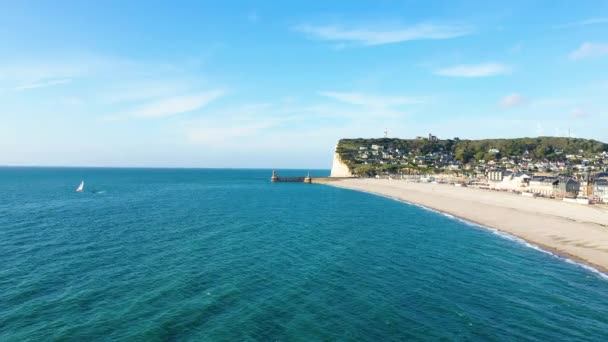 Miasto Fecamp Jego Żwirowa Plaża Europa Francja Normandia Seine Maritime — Wideo stockowe