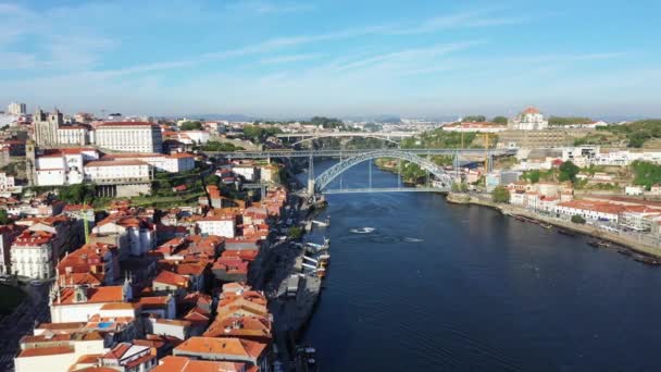 Puente Luis Centro Histórico Ciudad Oporto Europa Portugal Norte Verano — Vídeos de Stock