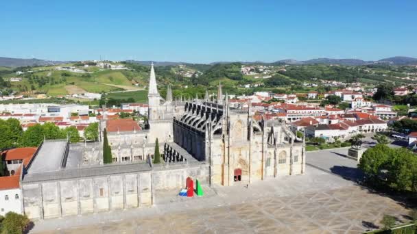 Catedral Batalha Europa Portugal Centro Leiria Verano Día Soleado — Vídeos de Stock