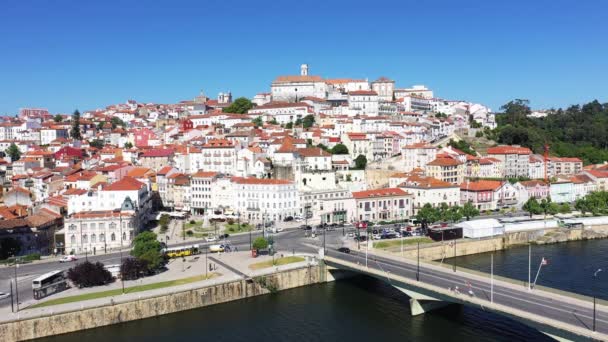 Rio Mondego Coimbra Europa Portugal Centro Verão Dia Ensolarado — Vídeo de Stock