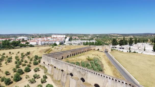 Aqueduct Elvas Europe Portugal Alentejo Portalegre Summer Sunny Day — Stockvideo