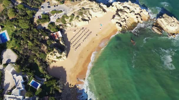 Kliffen Van Prachtige Algarve Kust Europa Portugal Algarve Richting Albufeira — Stockvideo