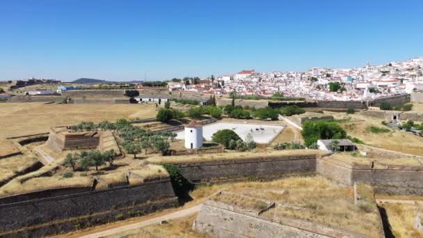 Elvas Avrupa Portekiz Alentejo Portalegre Ortaçağ Tahkimatı Yazın Güneşli Bir — Stok video
