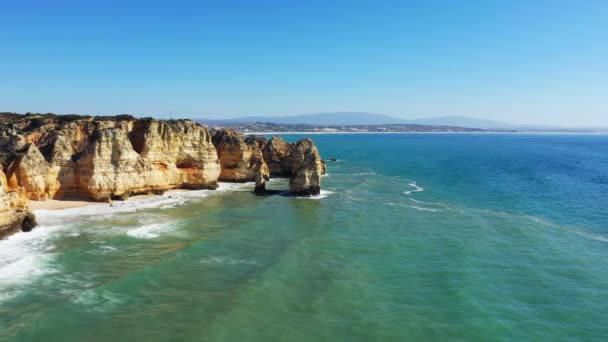 Skalnaté Pobřeží Algarve Směrem Lagos Evropa Portugalsko Algarve Směrem Albufeira — Stock video