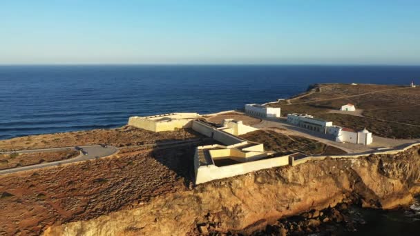 Die Festung Von Sagres Auf Den Klippen Europa Portugal Algarve — Stockvideo