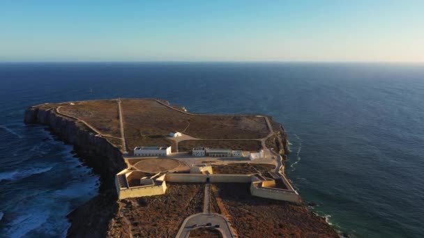 Die Festung Von Sagres Auf Den Klippen Europa Portugal Algarve — Stockvideo