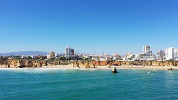 Stad Albufeira Aan Rand Van Kliffen Oceaan Europa Portugal Algarve — Stockvideo
