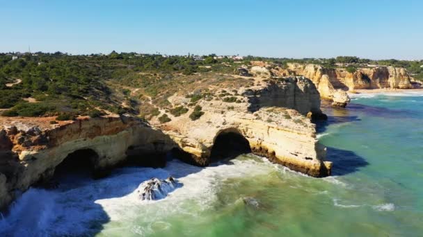 Yazın Güneşli Bir Günde Algar Benagil Avrupa Portekiz Algarve Albufeira — Stok video