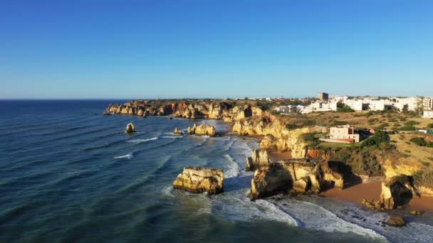 Algarve Part Gazdag Sziklái Lagosz Európa Portugália Algarve Felé Albufeira — Stock videók