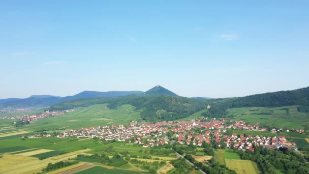 Ville Kintzheim Milieu Des Vignes Pied Des Montagnes Verdoyantes Europe — Video