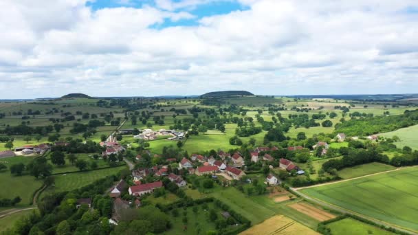 Traditional French Village Middle Fields Forests Europe France Burgundy Nievre — Stockvideo
