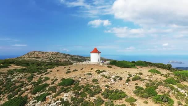 Col Serra Avrupa Fransa Korsika Daki Değirmen Akdeniz Kıyısında Güneşli — Stok video