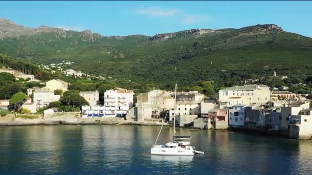 City Erbalunga Middle Arid Green Mountains Europe France Corsica Bastia — Stock videók
