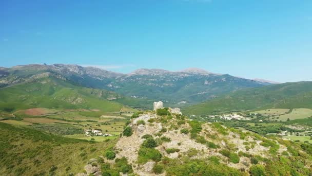 Wieża Genua Zielonej Okolicy Pietracorbara Europa Francja Korsyka Nad Morzem — Wideo stockowe