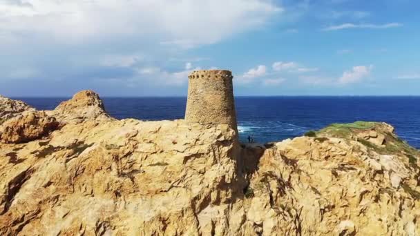 Ile Rousse Peninsula Fanale Petra Europe France Corsica Bastia Mediterranean — Stockvideo