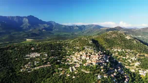 Village Monticello Green Mountains Europe France Corsica Mediterranean Sea Summer — 图库视频影像
