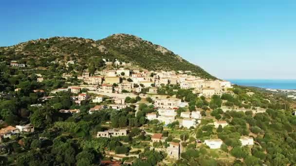 Village Monticello Green Mountains Europe France Corsica Mediterranean Sea Summer — 图库视频影像