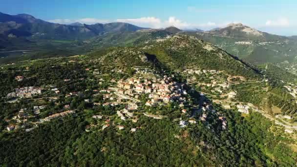 Village Monticello Green Mountains Europe France Corsica Mediterranean Sea Summer — 图库视频影像