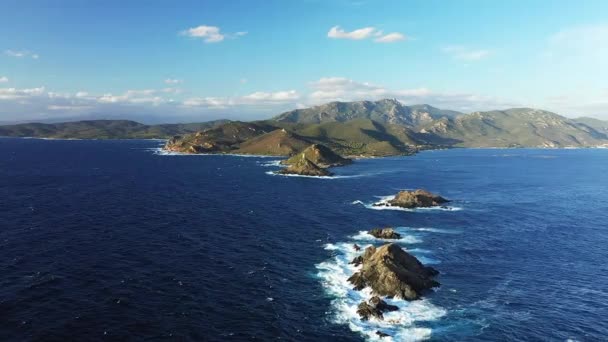 Wyspy Sanguinaires Podnóża Skalistych Szczytów Europie Francji Korsyce Kierunku Ajaccio — Wideo stockowe