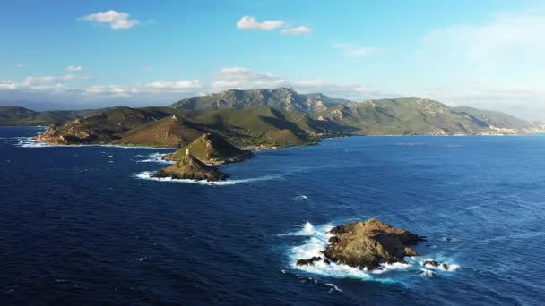 Sanguinaires Islands Foot Rocky Peaks Europe France Corsica Ajaccio Shores — Stock Video