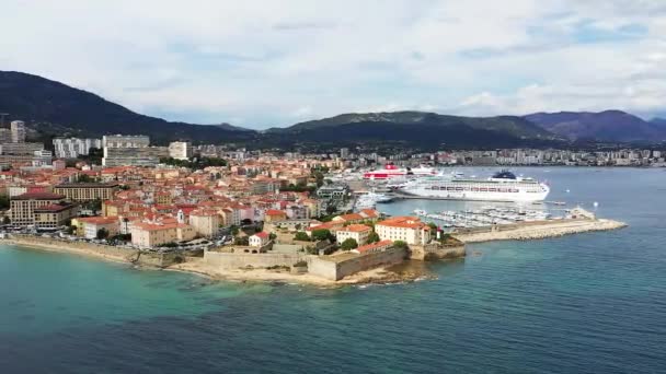 Cidade Ajaccio Suas Fortificações Seu Porto Europa França Córsega Junto — Vídeo de Stock