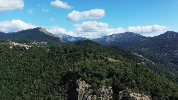 Посуха Сільська Місцевість Між Горами Зеленими Лісами Європі Франції Корсиці — стокове відео