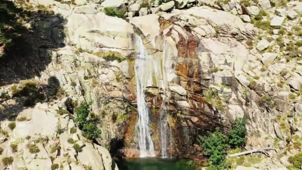 Cascades Radule Middle Rocky Arid Mountains Europe France Corsica Ajaccio — Stockvideo