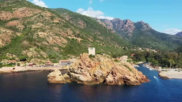 City Piana Middle Arid Green Mountains Europe France Corsica Ajaccio — Video